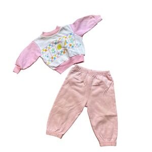 Unbranded Tracksuit Kids Pink‎ Good Vintage Graphic Fleece Set SIZE 12M